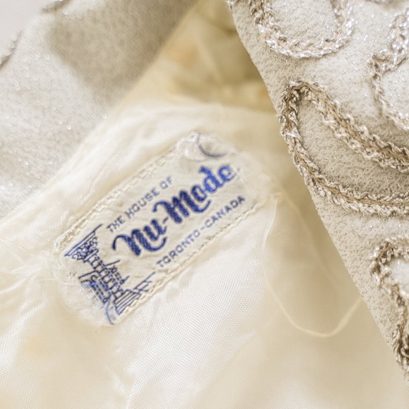 60s Vintage Sparkly Silver Lurex Dagger Collar Gown - Picture 6 of 6